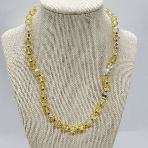 Vintage Citrine Yellow Aurora Borealis Crystals Necklace